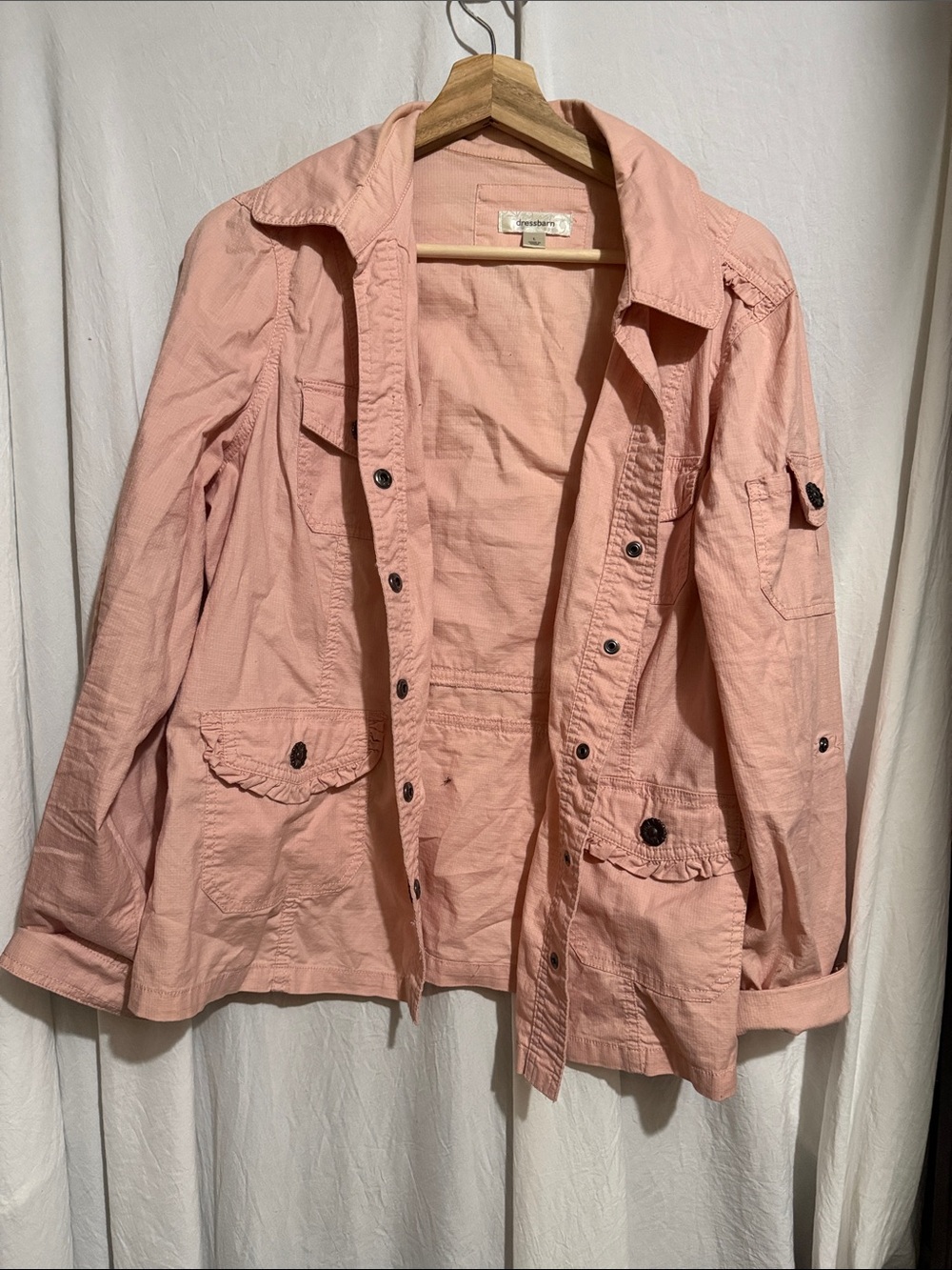dressbarn Pink Utility Jacket with Button Front